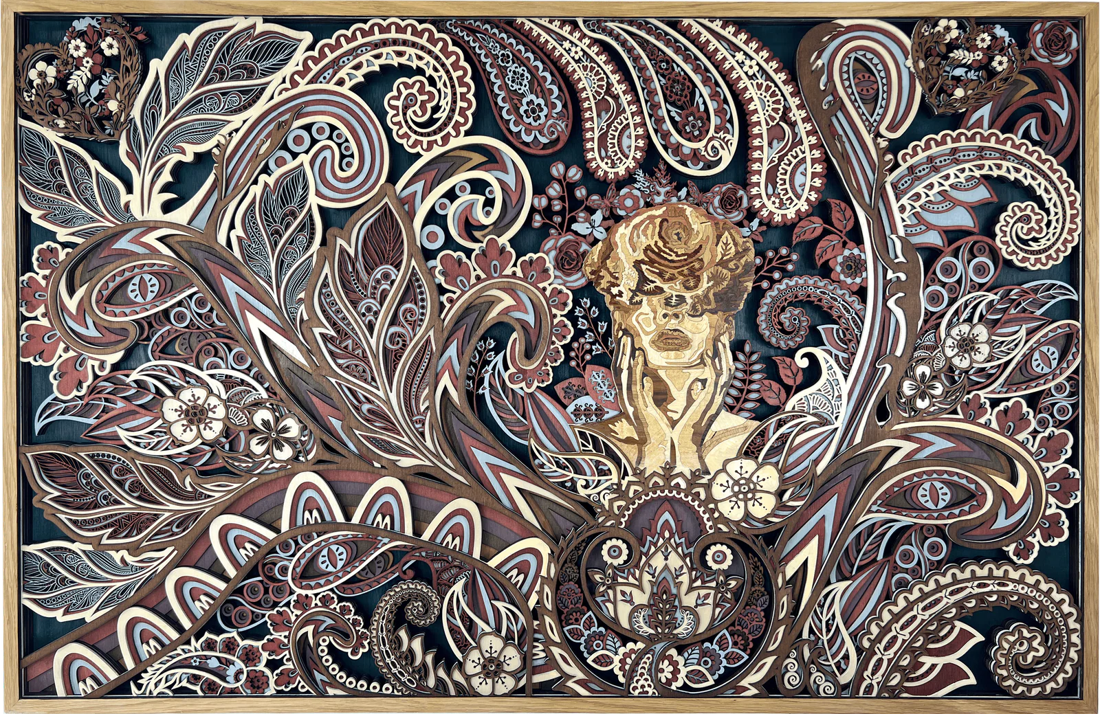 Goddess Chloris layered wood artwork by Maj Singh